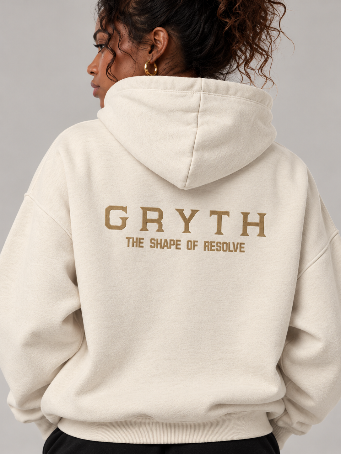 Gold Embroidered - Fleeced Boxy Hoodie