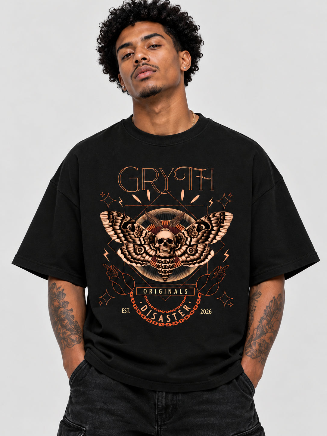 GRYTH BUTTERFLY - Drop Shoulder Cotton T-Shirt
