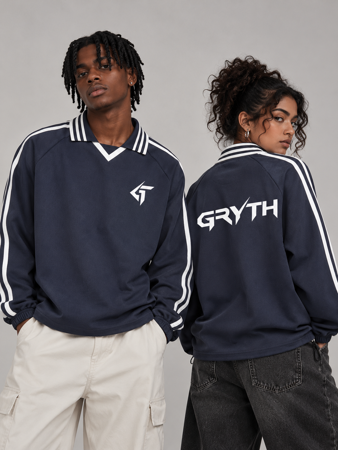 GRYTH Striped Collar Sweatshirt