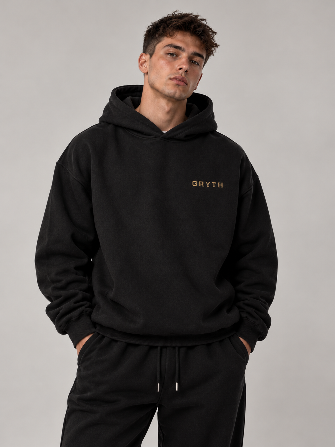 Gold Embroidered - Fleeced Boxy Hoodie