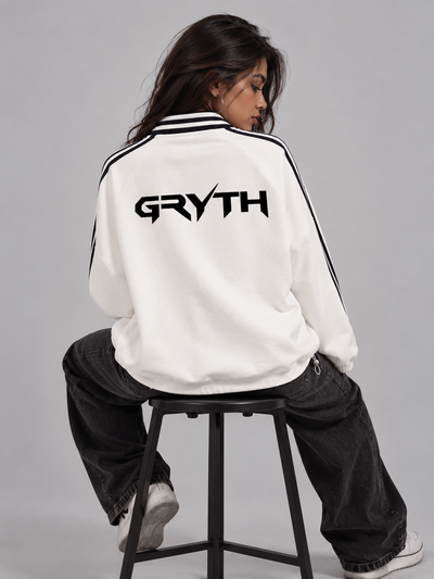GRYTH White Striped Collar Sweatshirt
