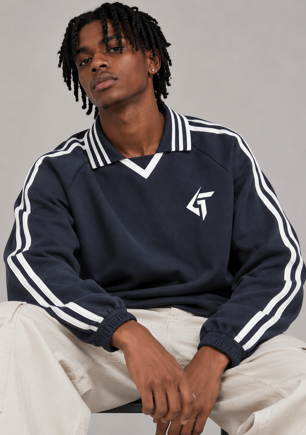 GRYTH Striped Collar Sweatshirt