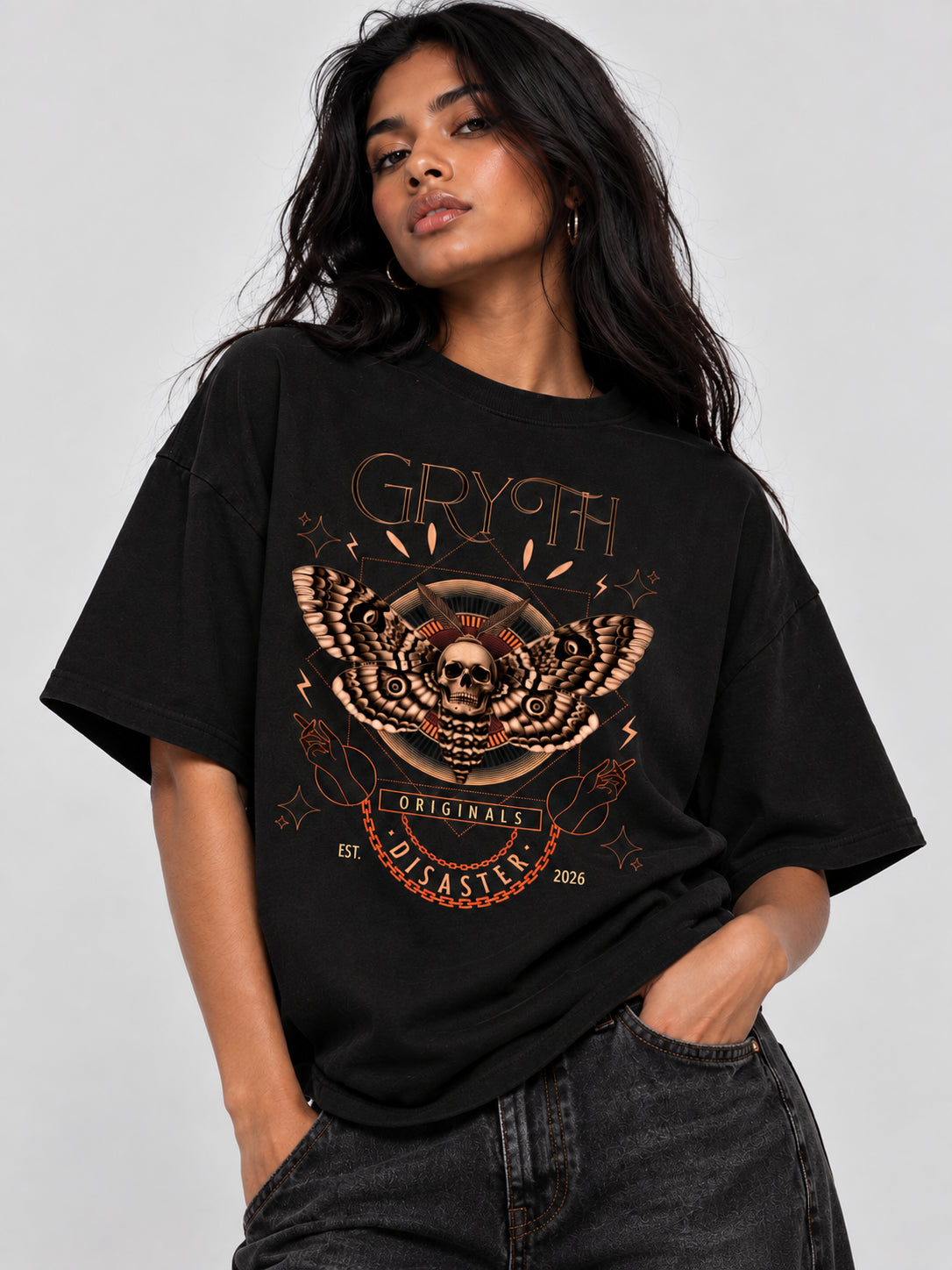 GRYTH BUTTERFLY - Drop Shoulder Cotton T-Shirt