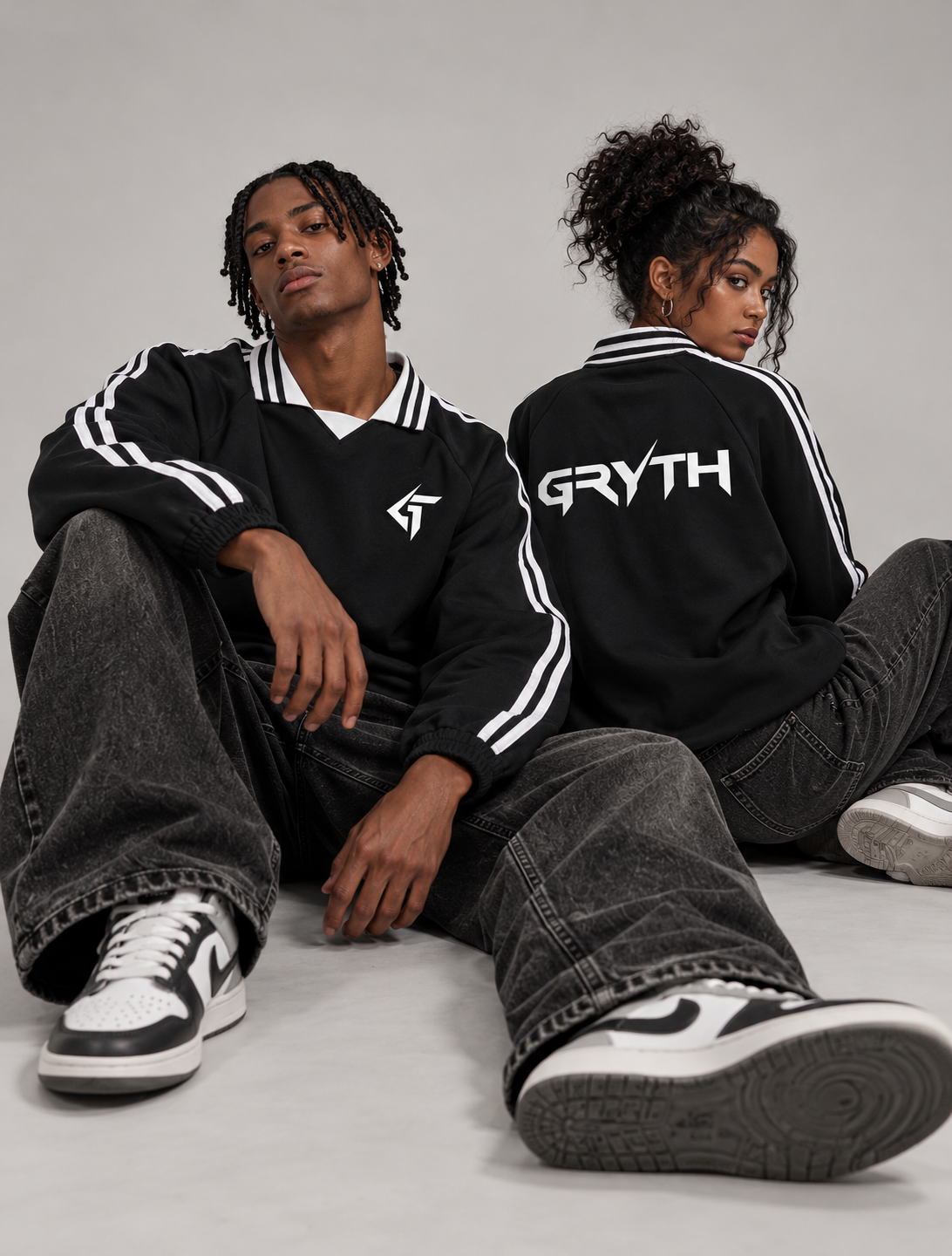 GRYTH Striped Collar Sweatshirt